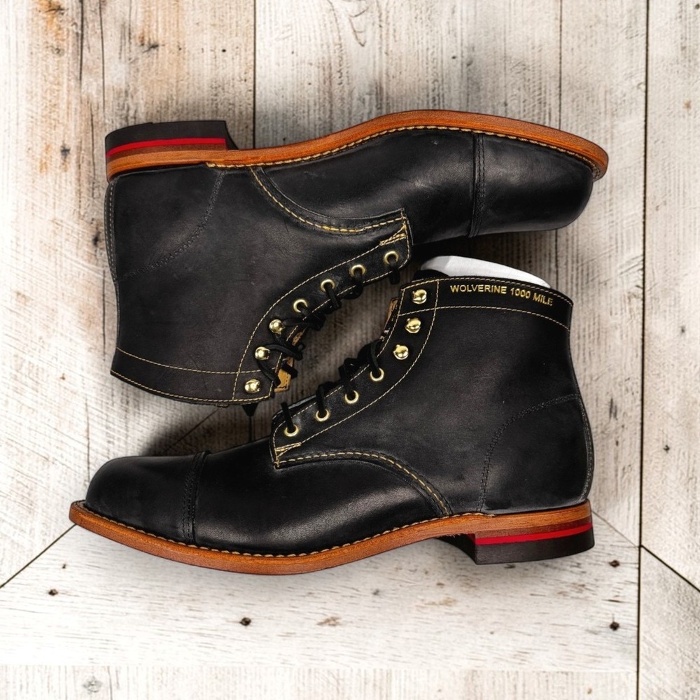 Wolverine 1000 Mile Rawlings Boots Mens‎ 11 Black Gold Glove Leather W08012 NEW - Picture 8 of 16